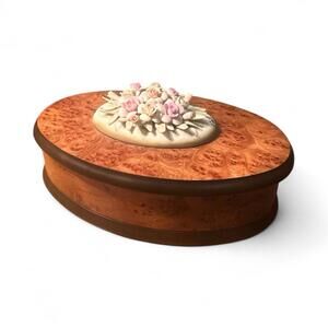 REUGE Capodimonte Burlwood Music Box  | Plays "Memory" from CATS | 10” | Italy